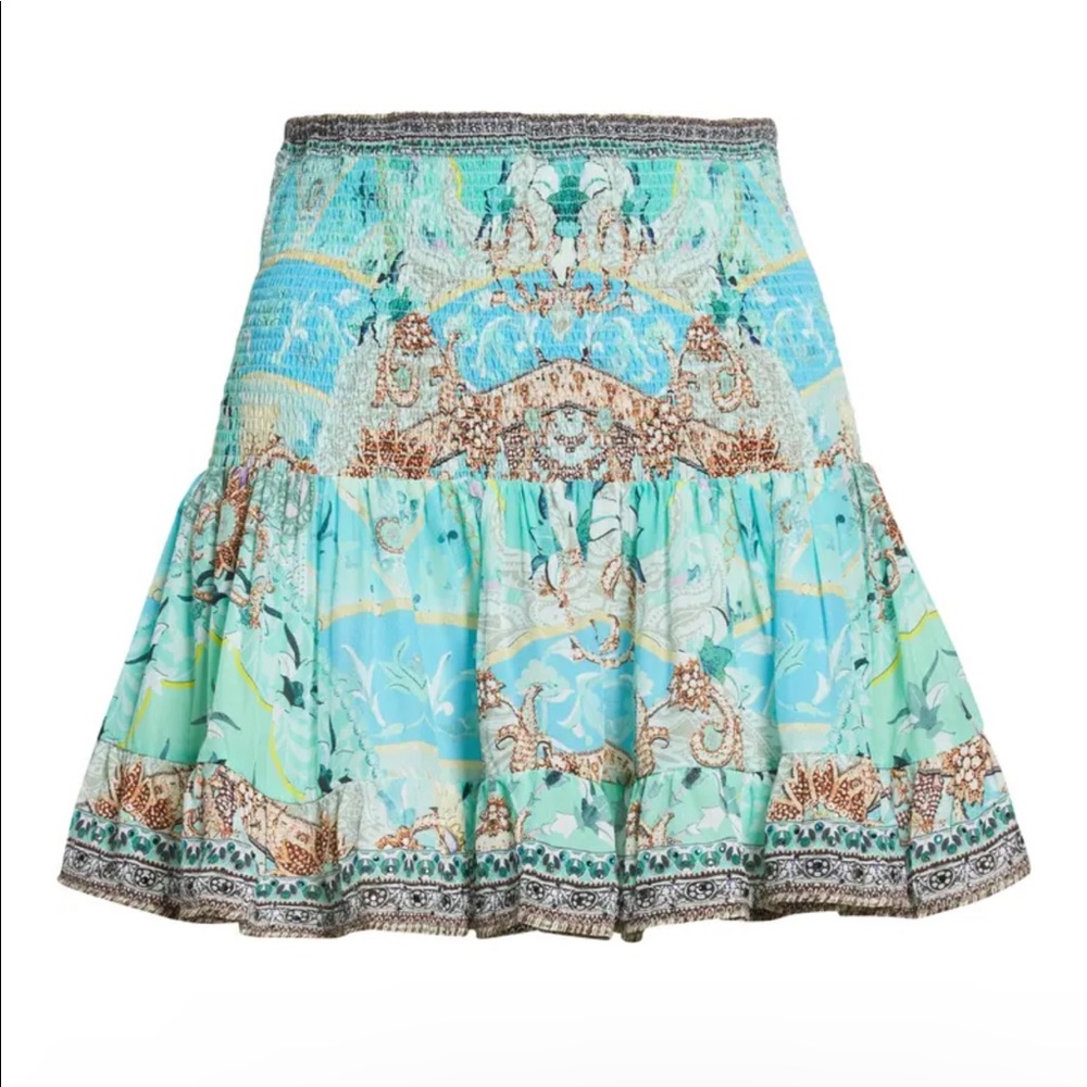 Camilla Short Shirred Skirt in ‘Turn Back Time’ Print
